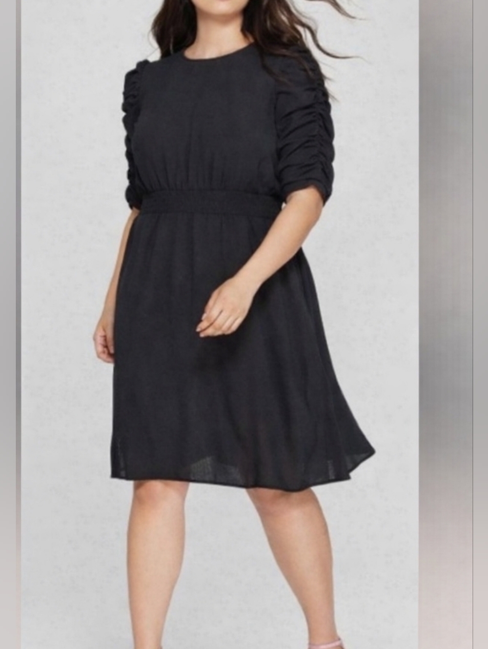 Who What Wear Ruched Sleeve Black dress